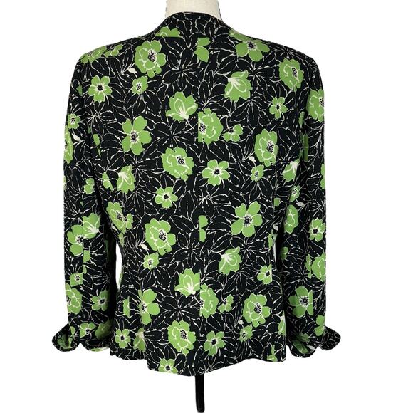 Collections for Le Suit SZ 14 Blazer Jacket Floral Lined Button-Up Cuffed Sleeve - Picture 4 of 9